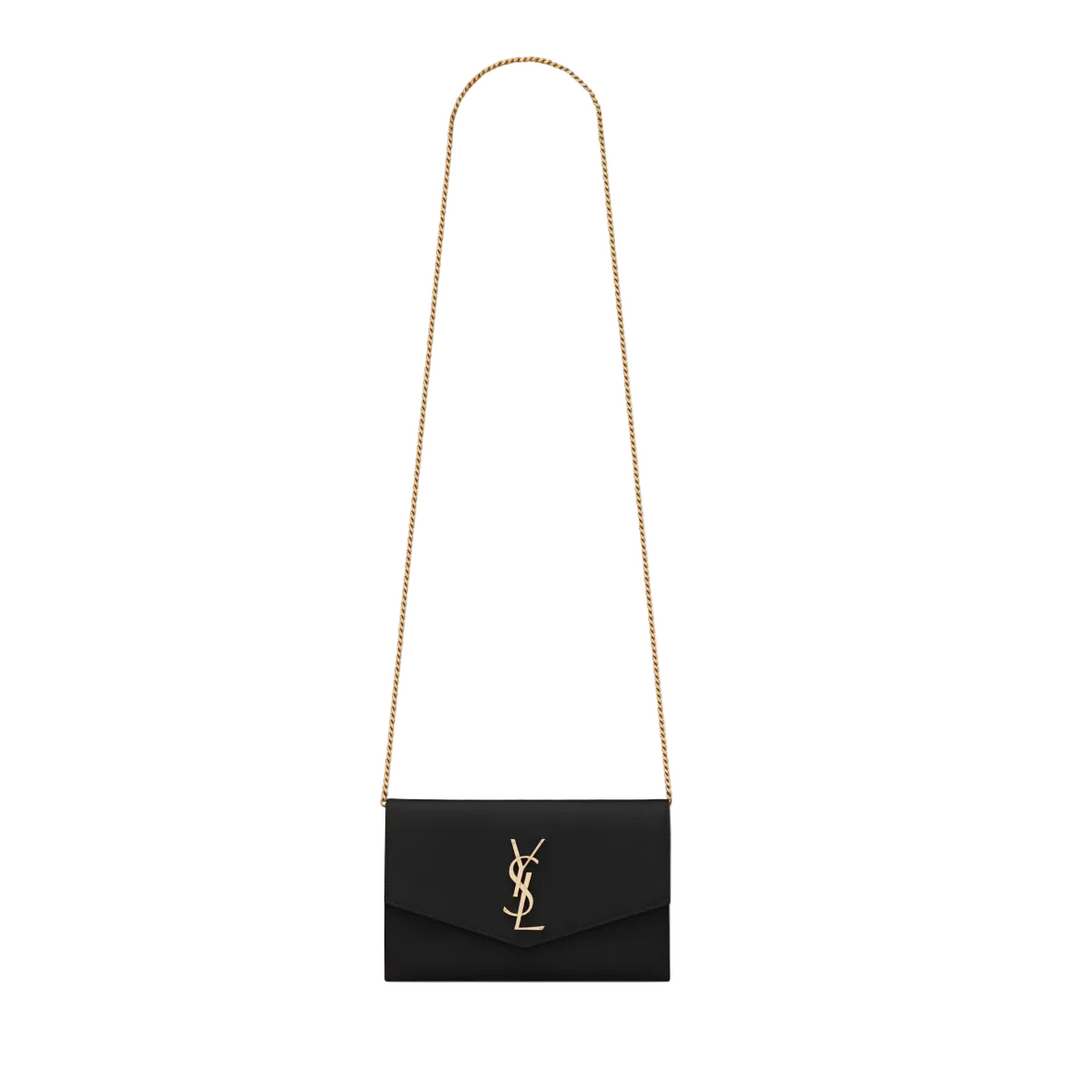 SAINT LAURENT - UPTOWN CHAIN WALLET EN CUIR GRAIN DE POUDRE