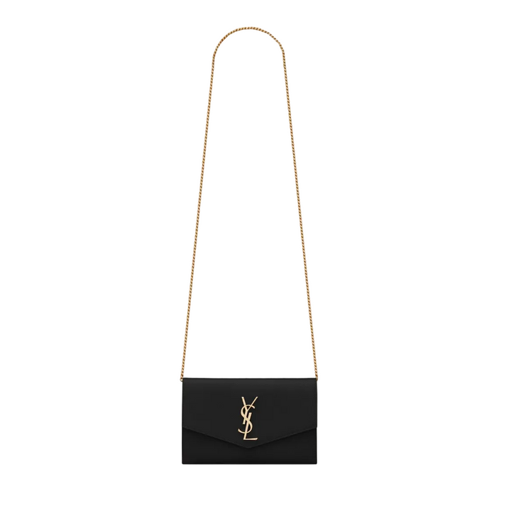 SAINT LAURENT - UPTOWN CHAIN WALLET EN CUIR GRAIN DE POUDRE