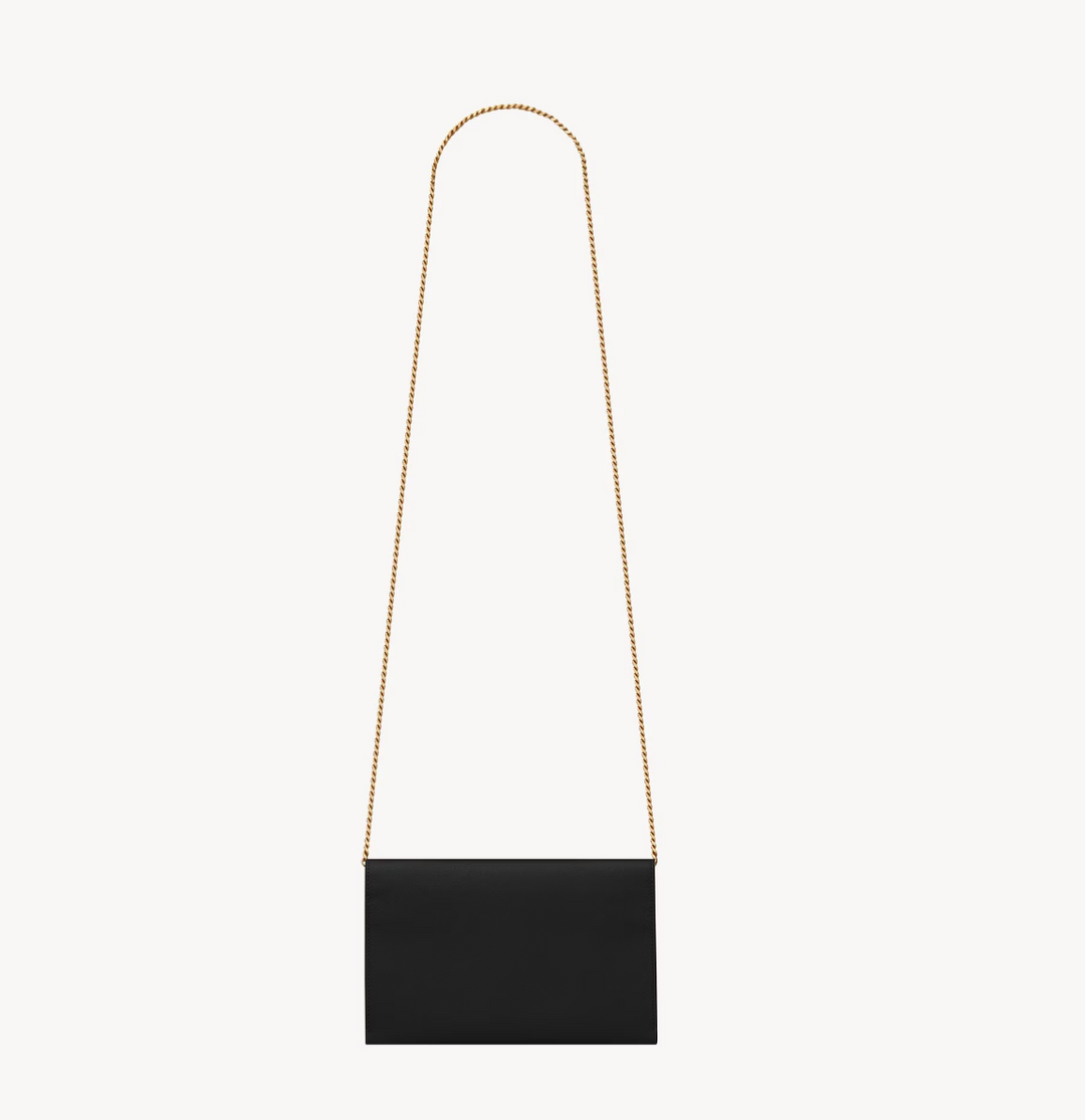 SAINT LAURENT - UPTOWN CHAIN WALLET EN CUIR GRAIN DE POUDRE