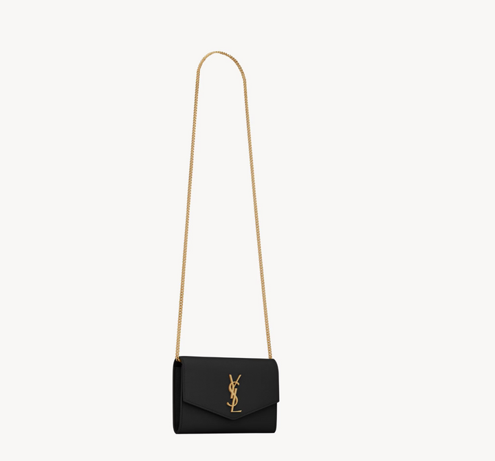 SAINT LAURENT - UPTOWN CHAIN WALLET EN CUIR GRAIN DE POUDRE