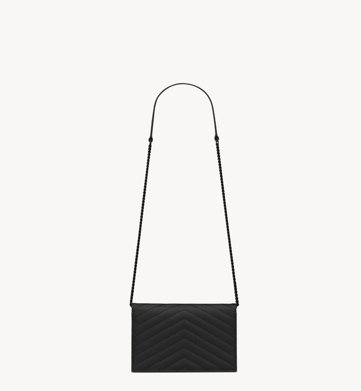 SAINT LAURENT - CASSANDRE ENVELOPE CHAIN WALLET EN CUIR GRAIN DE POUDRE