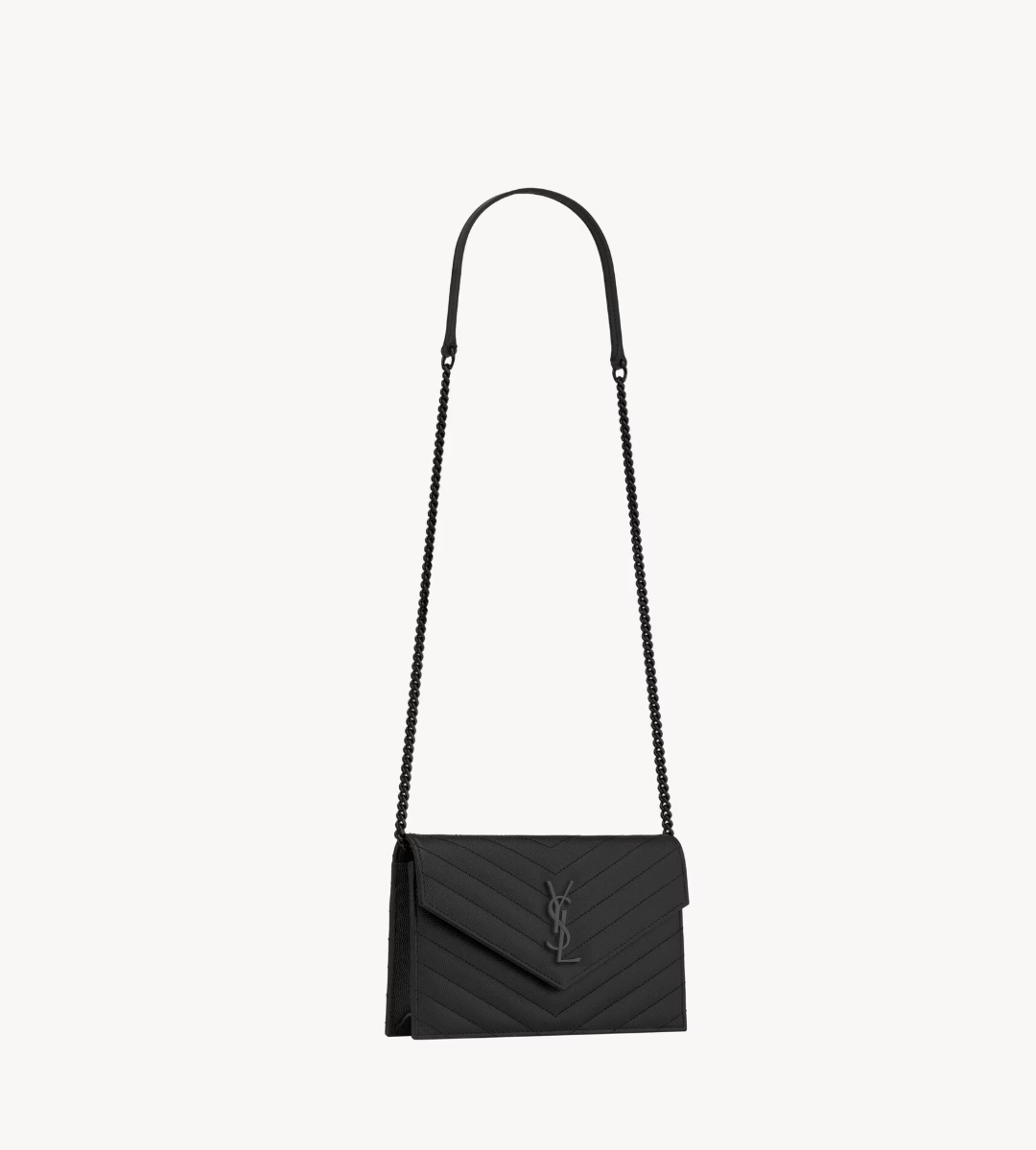 SAINT LAURENT - CASSANDRE ENVELOPE CHAIN WALLET EN CUIR GRAIN DE POUDRE