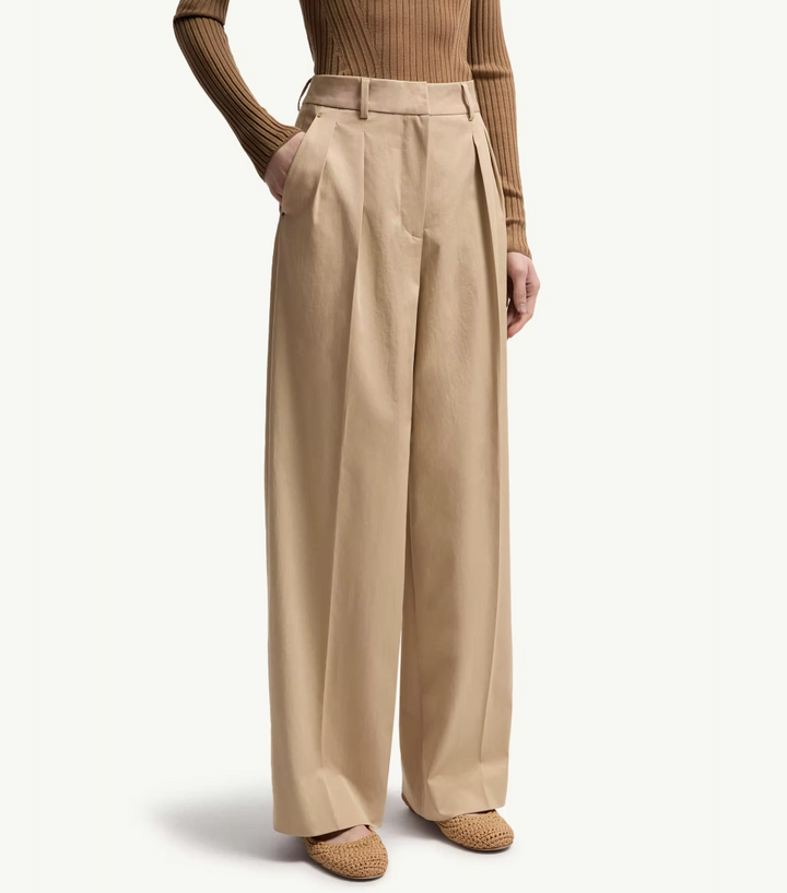 MONCLER - Pantalon ample en gabardine de coton