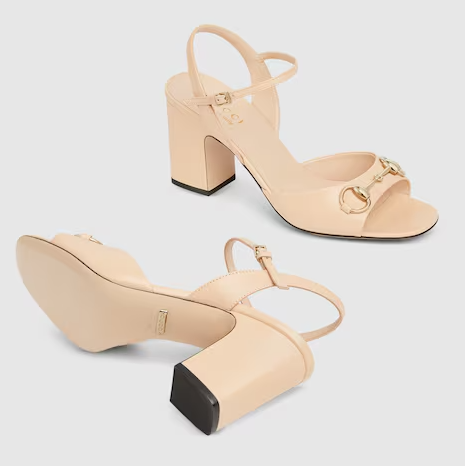 GUCCI - Sandales Horsebit 75mm rose pâle