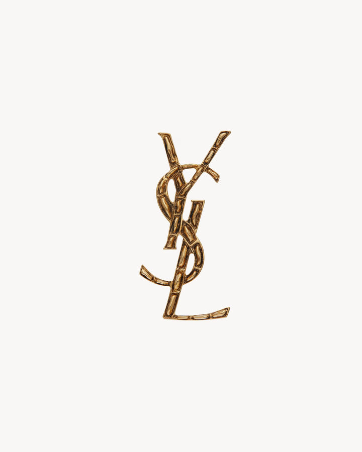 SAINT LAURENT - Broche Cassandre texturée façon crocodile