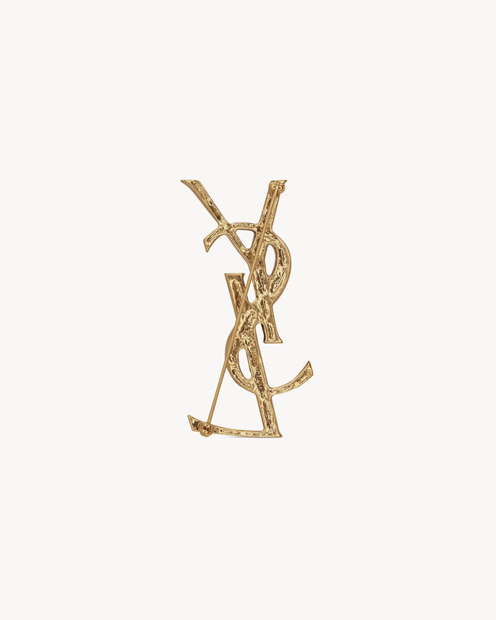 SAINT LAURENT - Broche Cassandre texturée façon crocodile