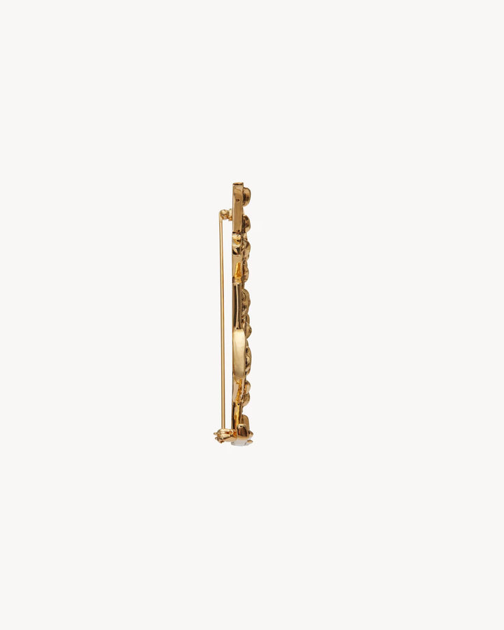 SAINT LAURENT - Broche Cassandre texturée façon crocodile