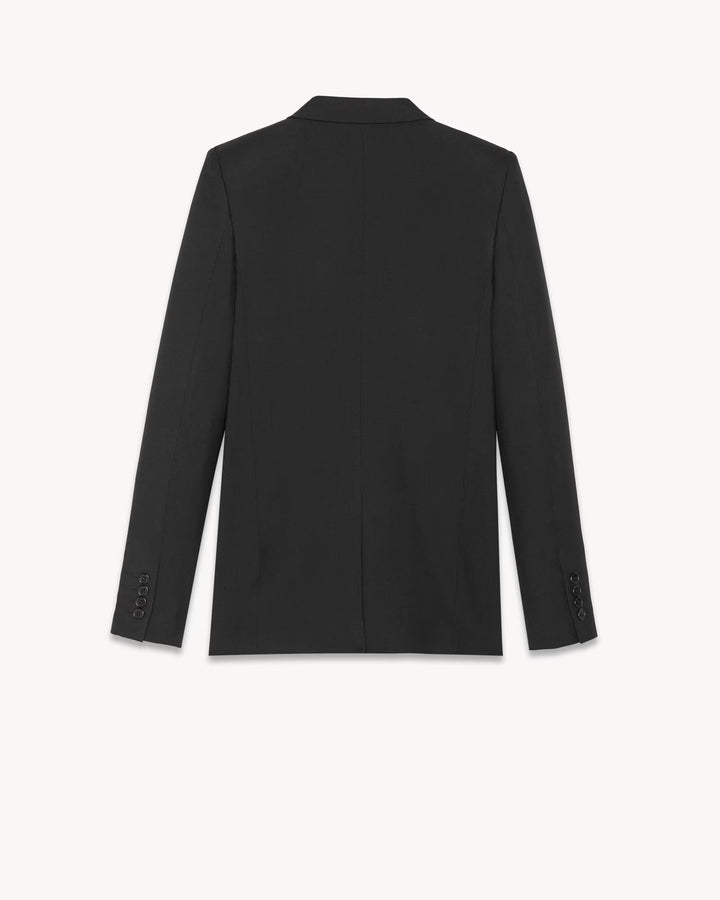 SAINT LAURENT - Veste à boutonnage simple avec revers étroit en pointe en laine certifiée.
