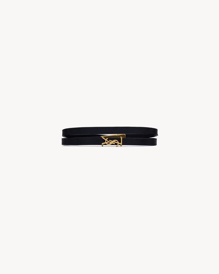 SAINT LAURENT - CASSANDRE bracelet double tour en cuir et métal