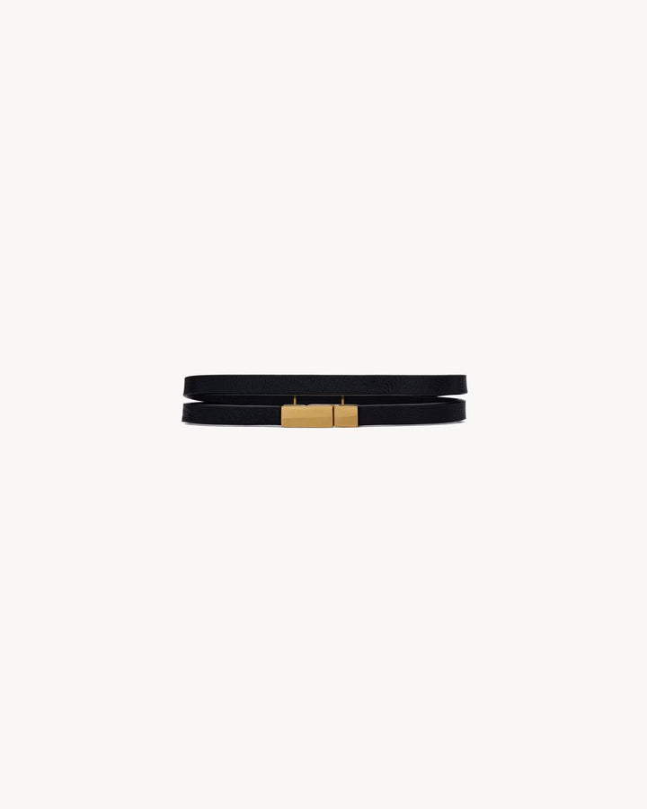 SAINT LAURENT - CASSANDRE bracelet double tour en cuir et métal