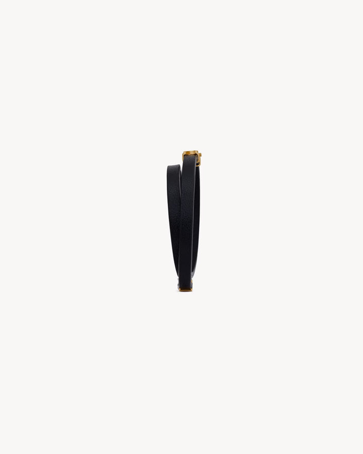 SAINT LAURENT - CASSANDRE bracelet double tour en cuir et métal
