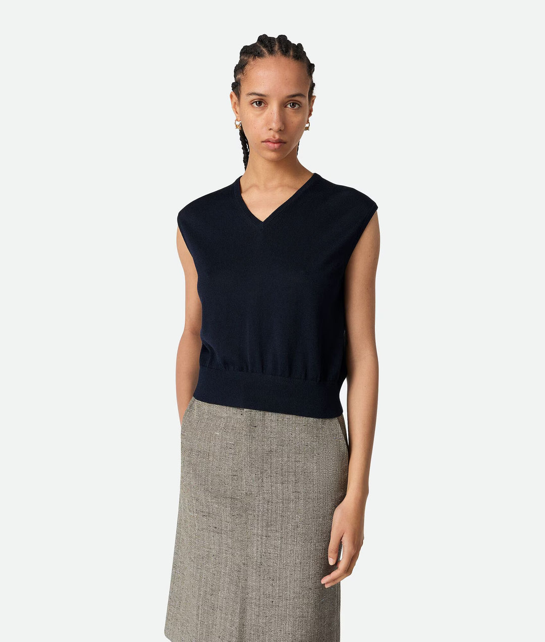 BOTTEGA VENETA - Twinset en coton et viscose légers avec détails de boutons noués.