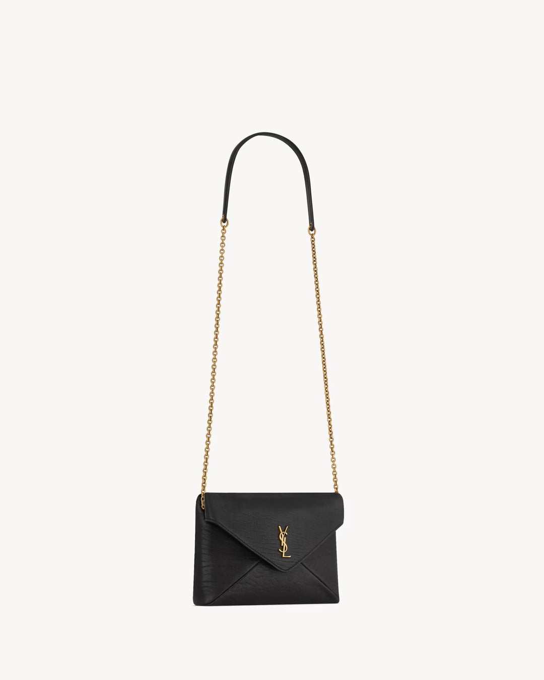 SAINT LAURENT - Pochette à chaine en cuir d'agneau souple, ornée du cassandre.