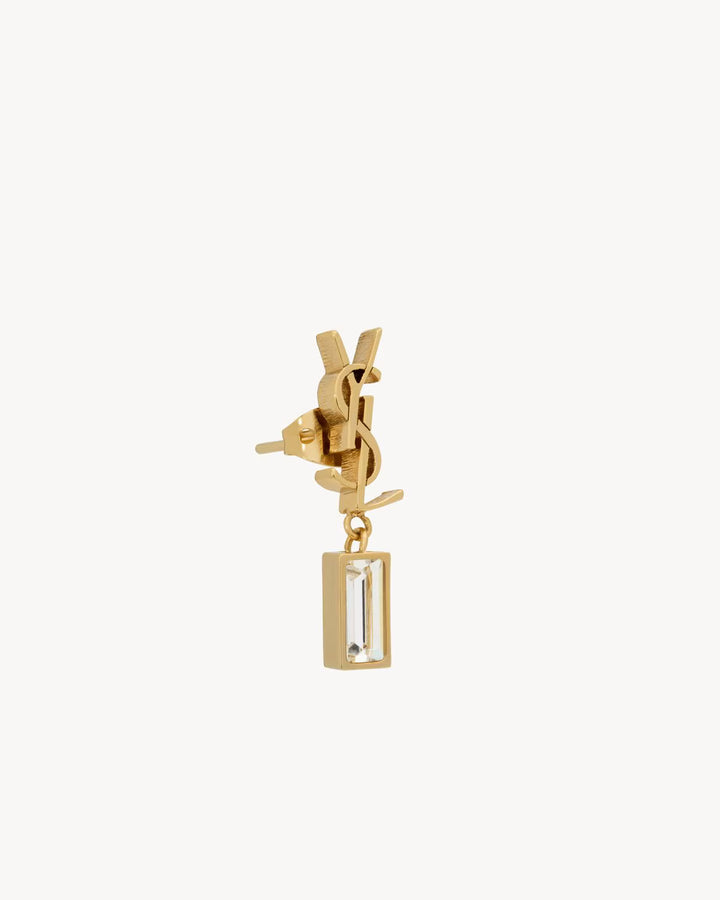 SAINT LAURENT BOUCLE D'OREILLE CASSANDRE EN METAL ET STRASS