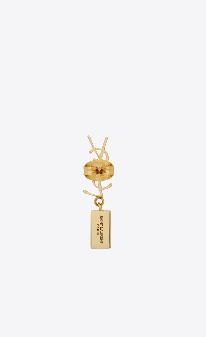 SAINT LAURENT BOUCLE D'OREILLE CASSANDRE EN METAL ET STRASS
