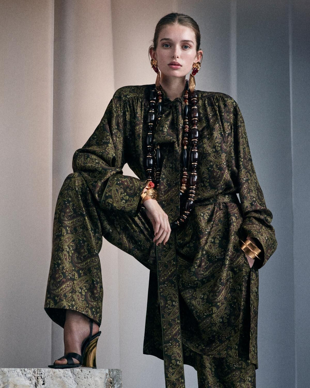 SAINT LAURENT - Pantalon en sergé de soie paisley