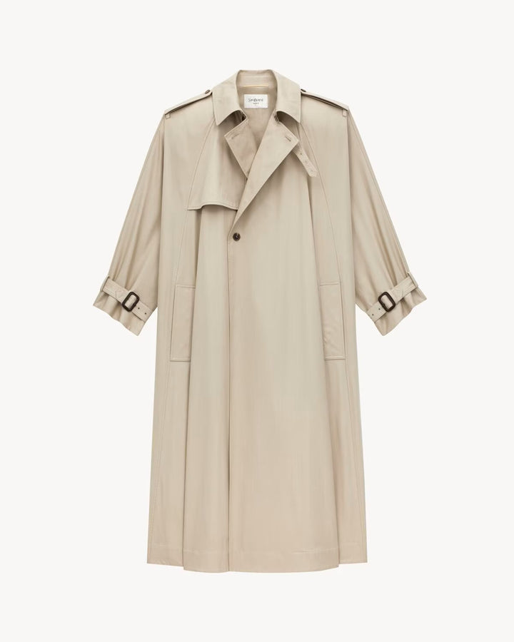 SAINT LAURENT - Trench cape en sergé de coton