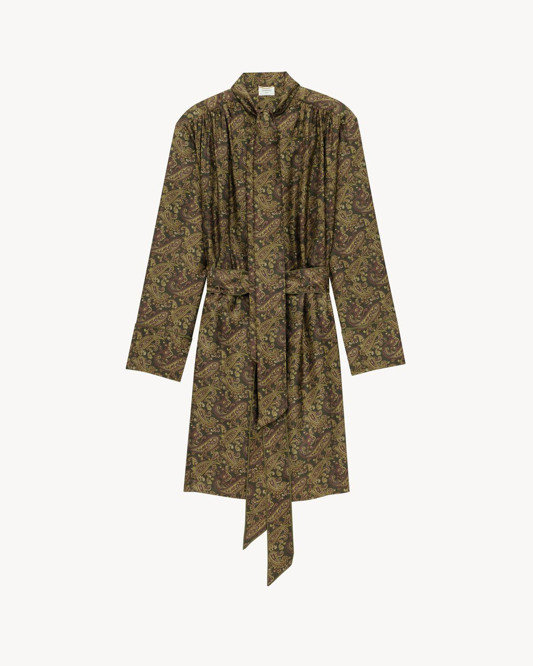 SAINT LAURENT - Robe lavallière en sergé de soie paisley