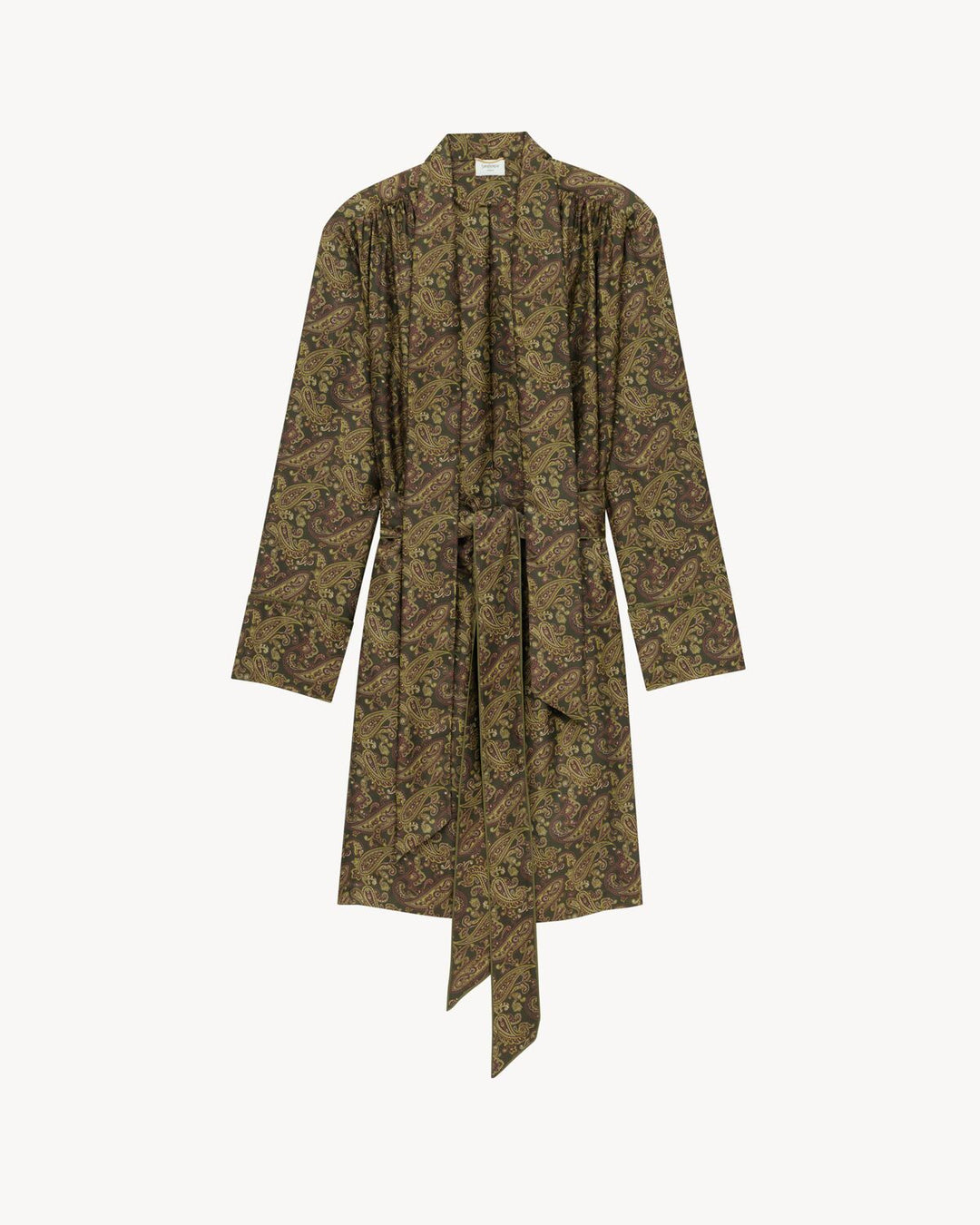 SAINT LAURENT - Robe lavallière en sergé de soie paisley