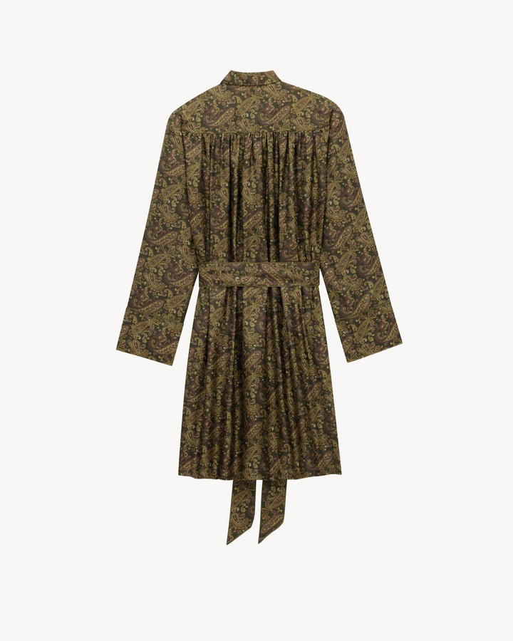 SAINT LAURENT - Robe lavallière en sergé de soie paisley