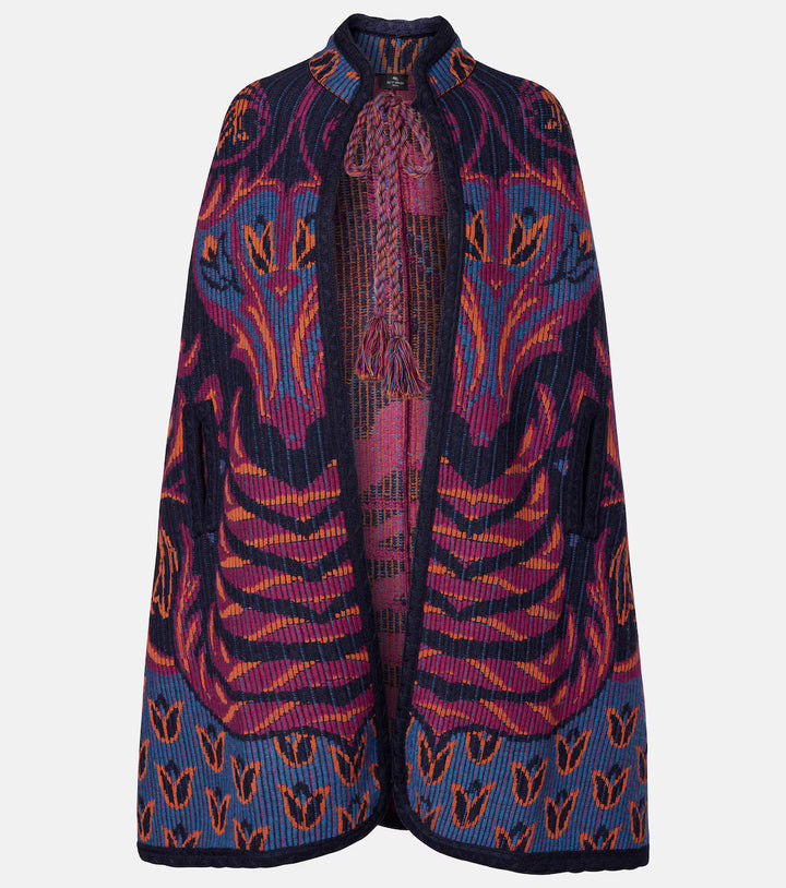 ETRO - Cape en jacquard de laine et coton mélangés