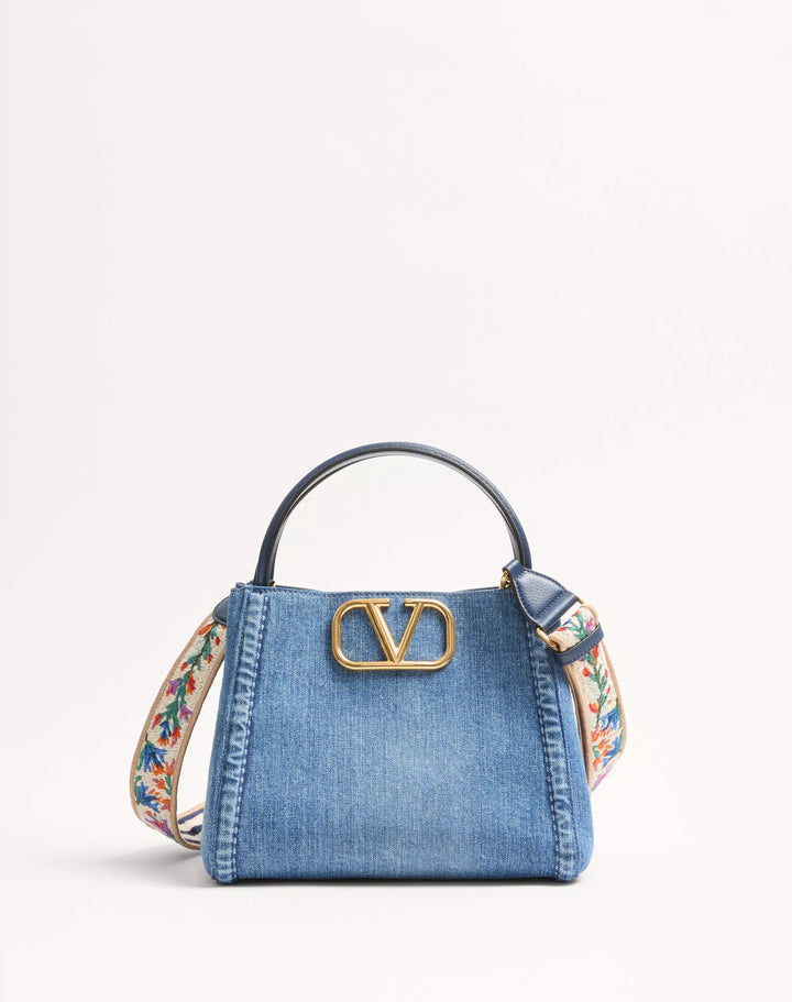 VALENTINO - Sac À Main Moyen Valentino Garavani Alltime En Denim