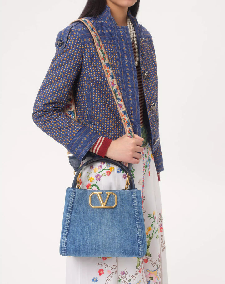 VALENTINO - Sac À Main Moyen Valentino Garavani Alltime En Denim