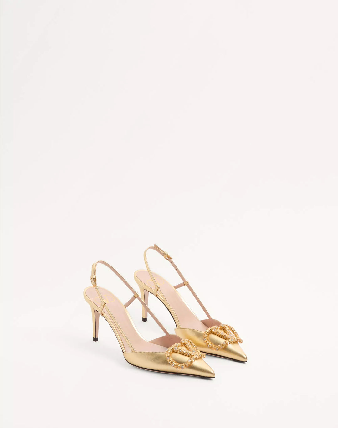 VVALENTINO - Escarpins À Bride Arrière Vlogo Signature En Cuir Nappa Lamé