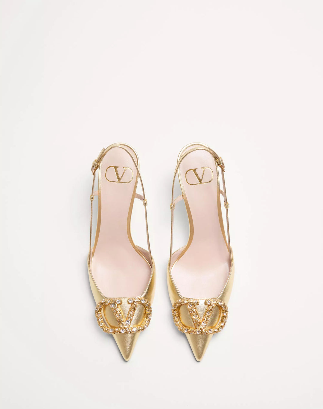 VVALENTINO - Escarpins À Bride Arrière Vlogo Signature En Cuir Nappa Lamé