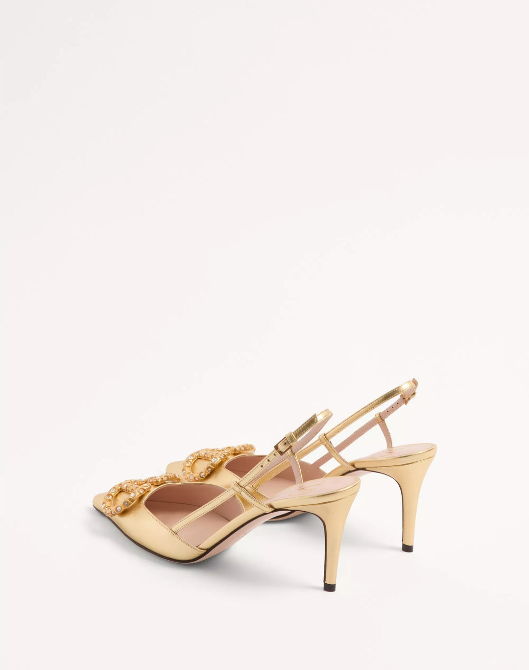 VVALENTINO - Escarpins À Bride Arrière Vlogo Signature En Cuir Nappa Lamé