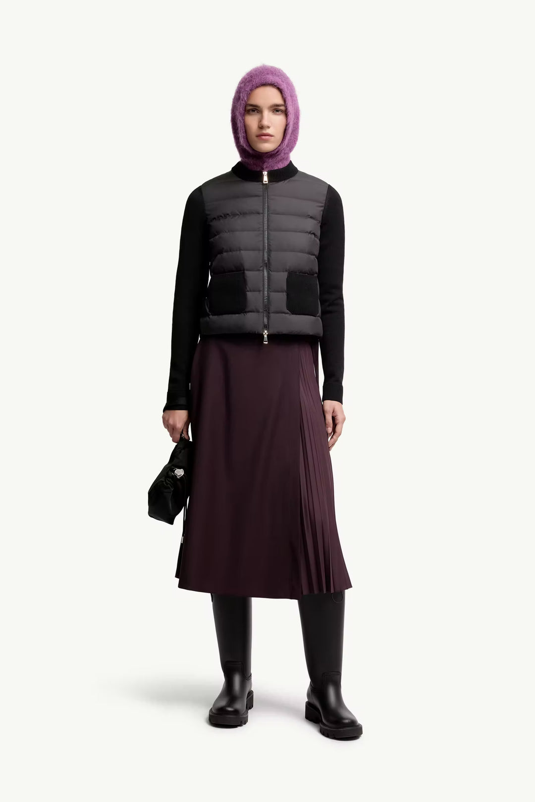 MONCLER Cardigan zippé matelassé en laine