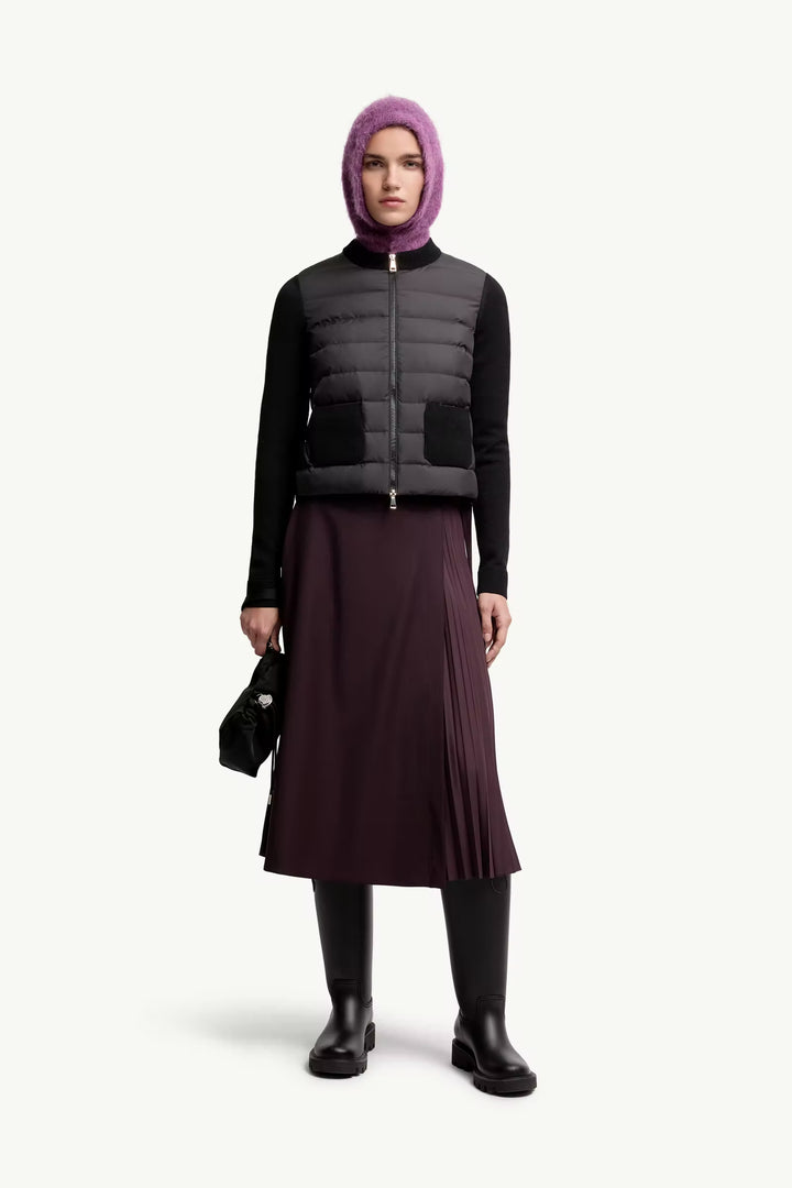 MONCLER Cardigan zippé matelassé en laine