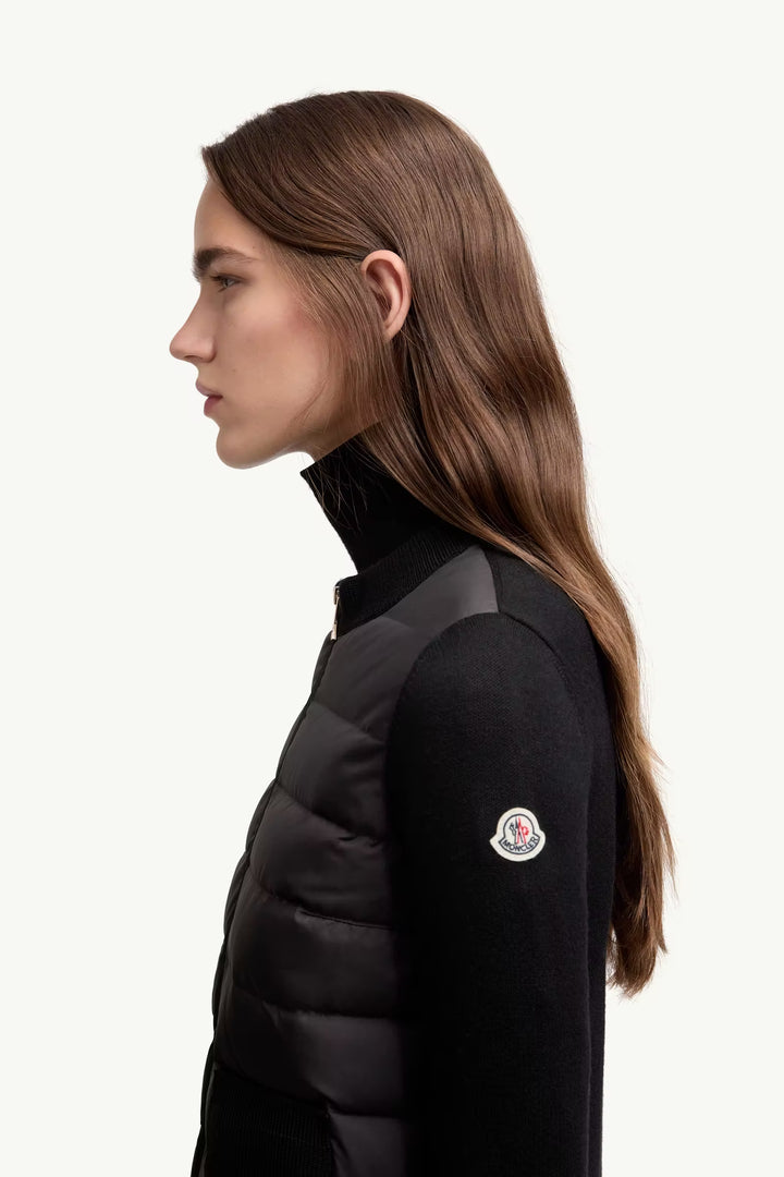 MONCLER Cardigan zippé matelassé en laine