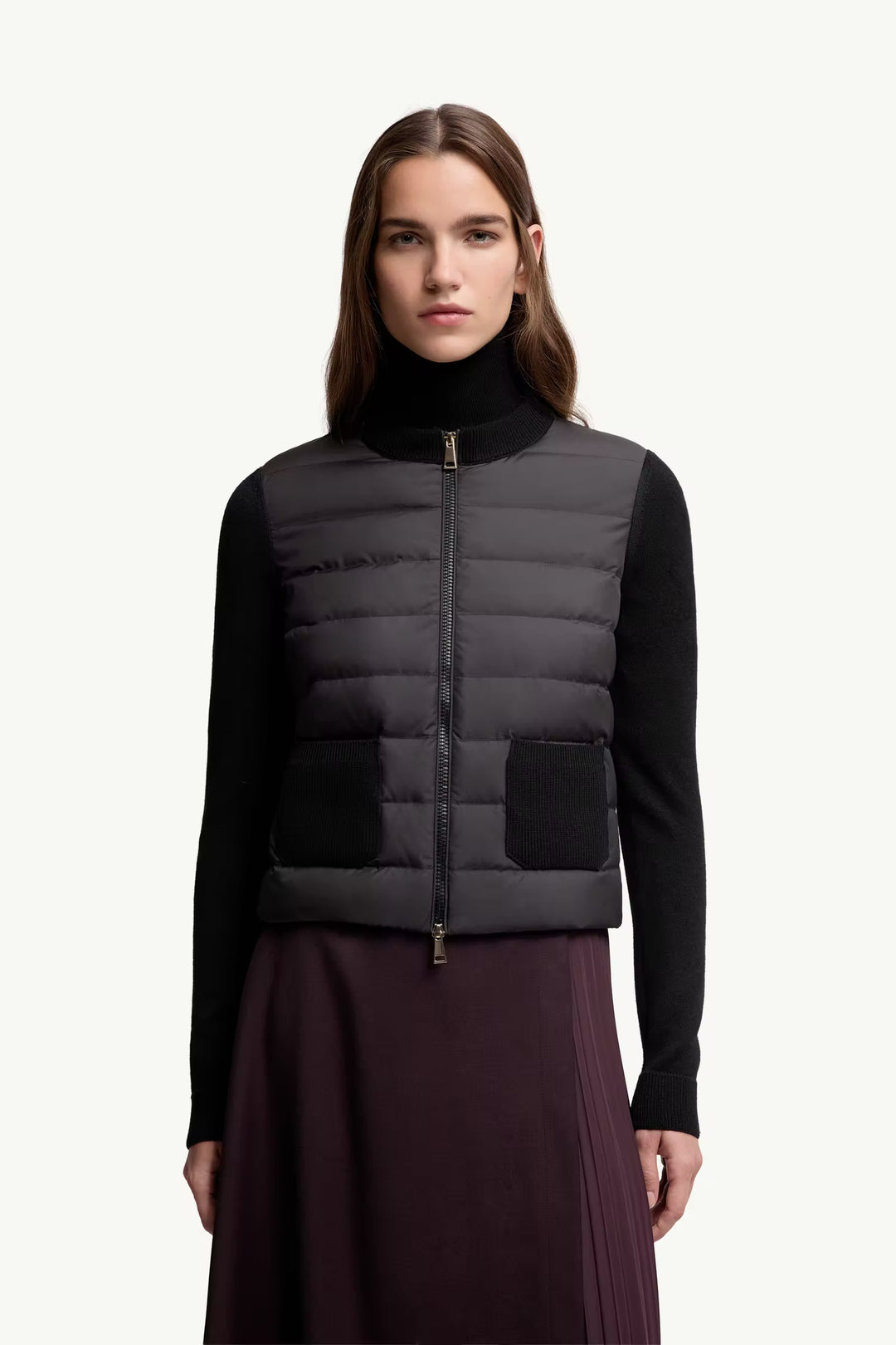 MONCLER Cardigan zippé matelassé en laine