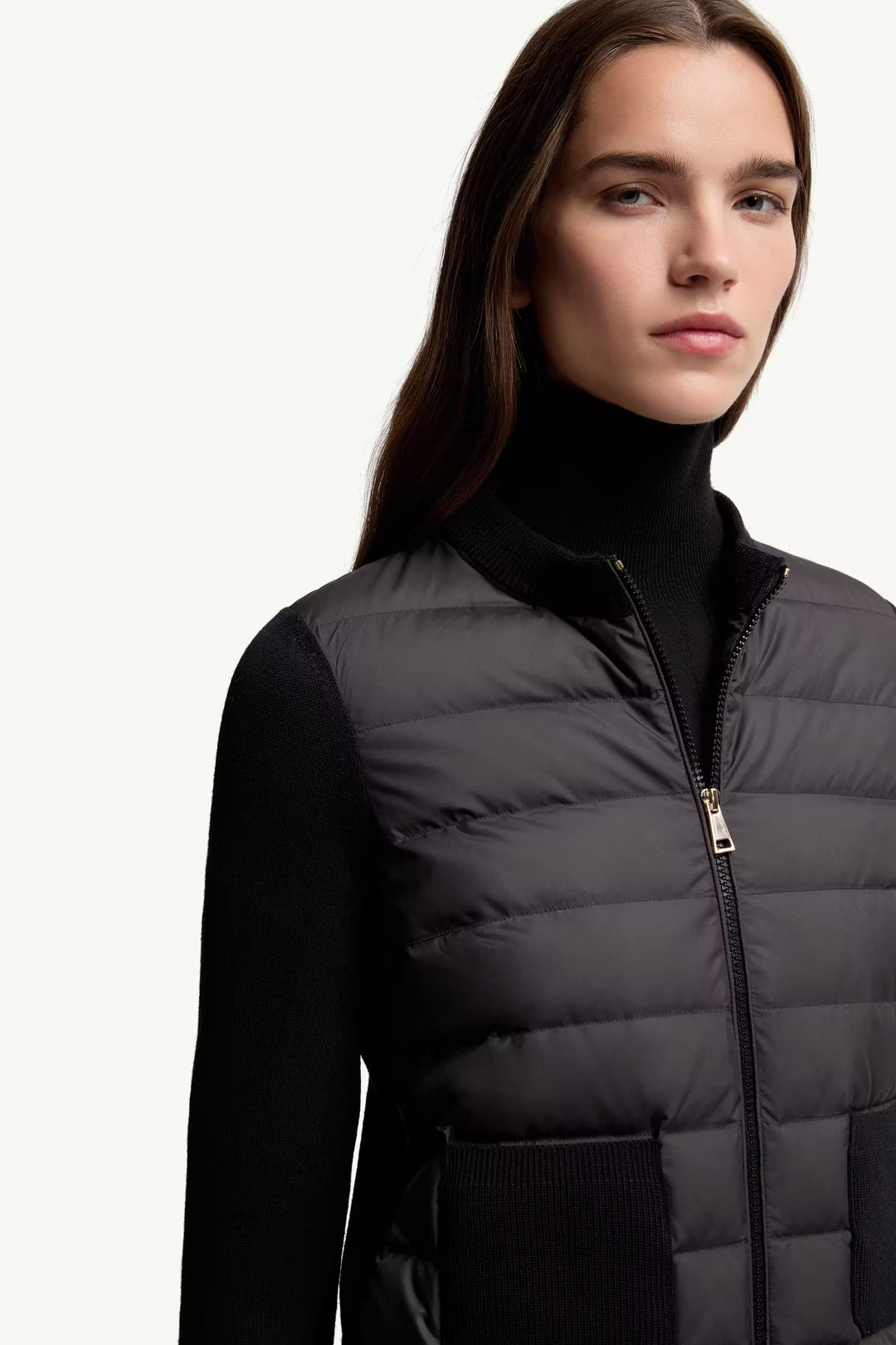 MONCLER Cardigan zippé matelassé en laine