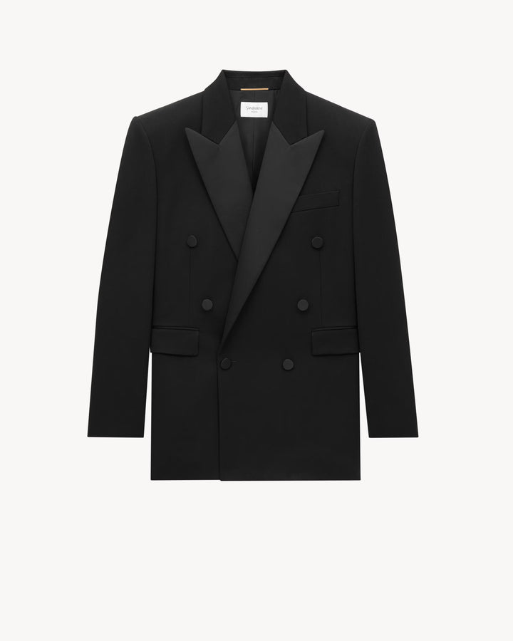 SAINT LAURENT -  Veste de smoking en grain de poudre