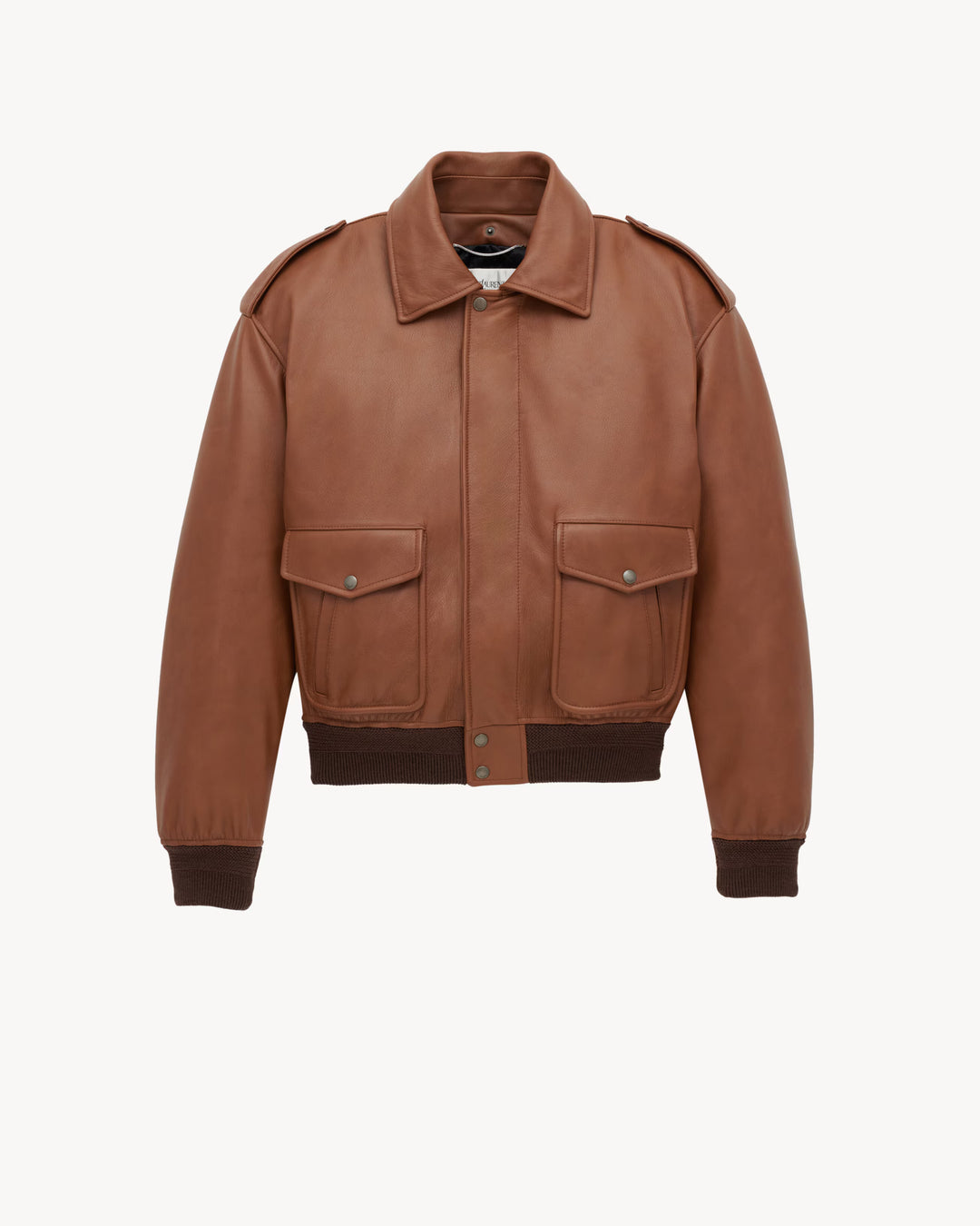 SAINT LAURENT - Bomber en cuir grainé et shearling