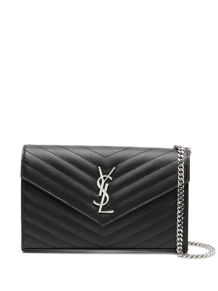 SAINT LAURENT - CASSANDRE classic CHAIN WALLET EN CUIR GRAIN DE POUDRE