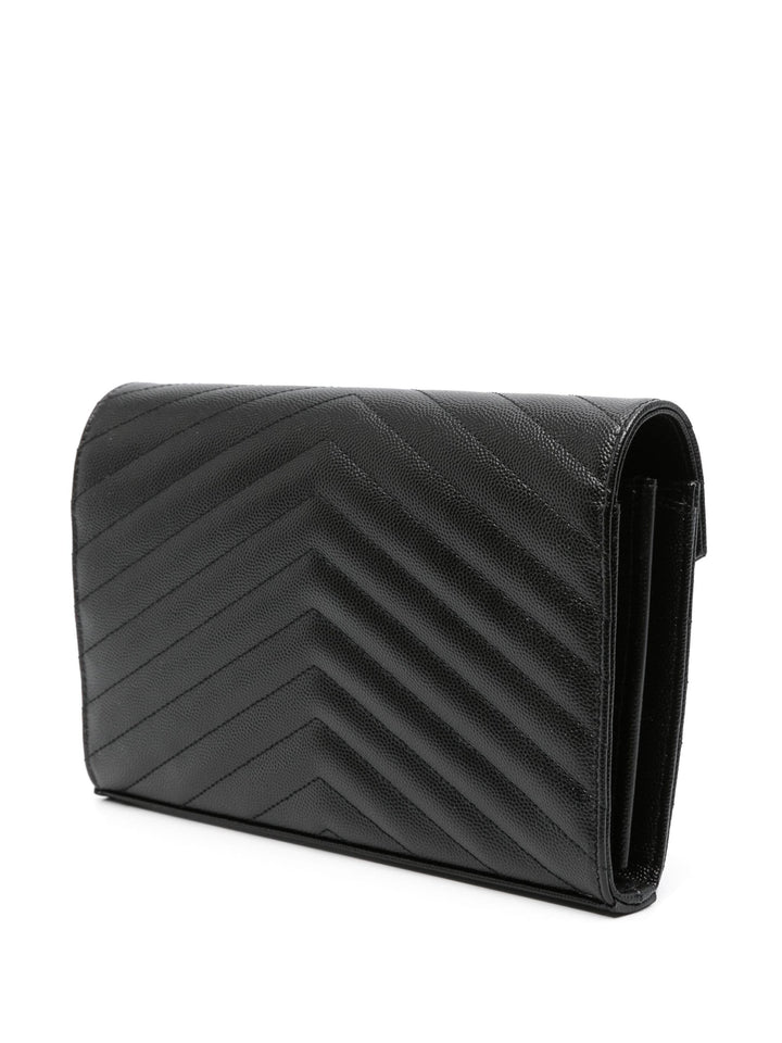 SAINT LAURENT - CASSANDRE classic CHAIN WALLET EN CUIR GRAIN DE POUDRE