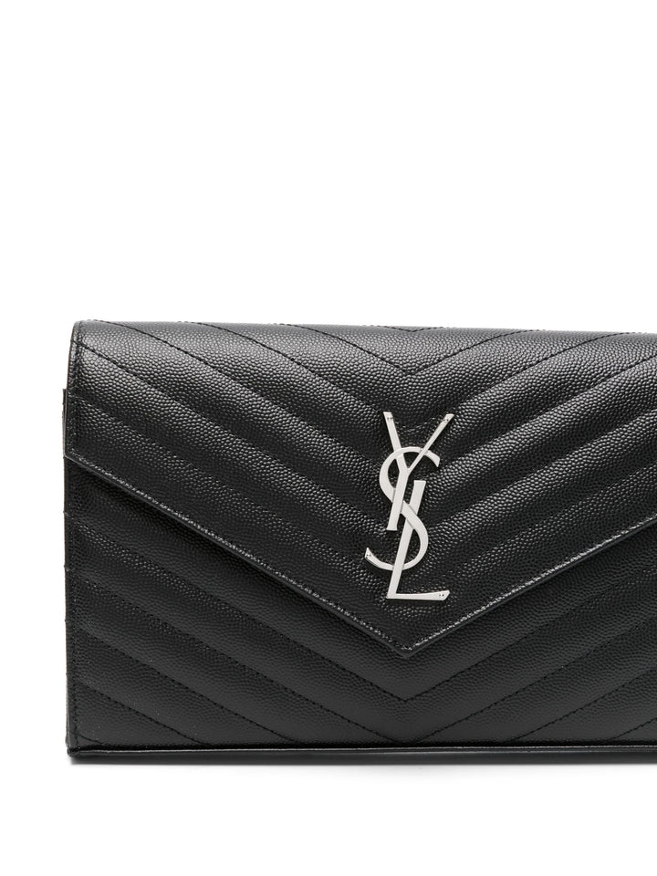 SAINT LAURENT - CASSANDRE classic CHAIN WALLET EN CUIR GRAIN DE POUDRE
