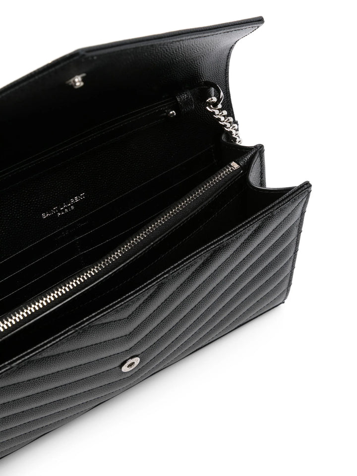 SAINT LAURENT - CASSANDRE classic CHAIN WALLET EN CUIR GRAIN DE POUDRE