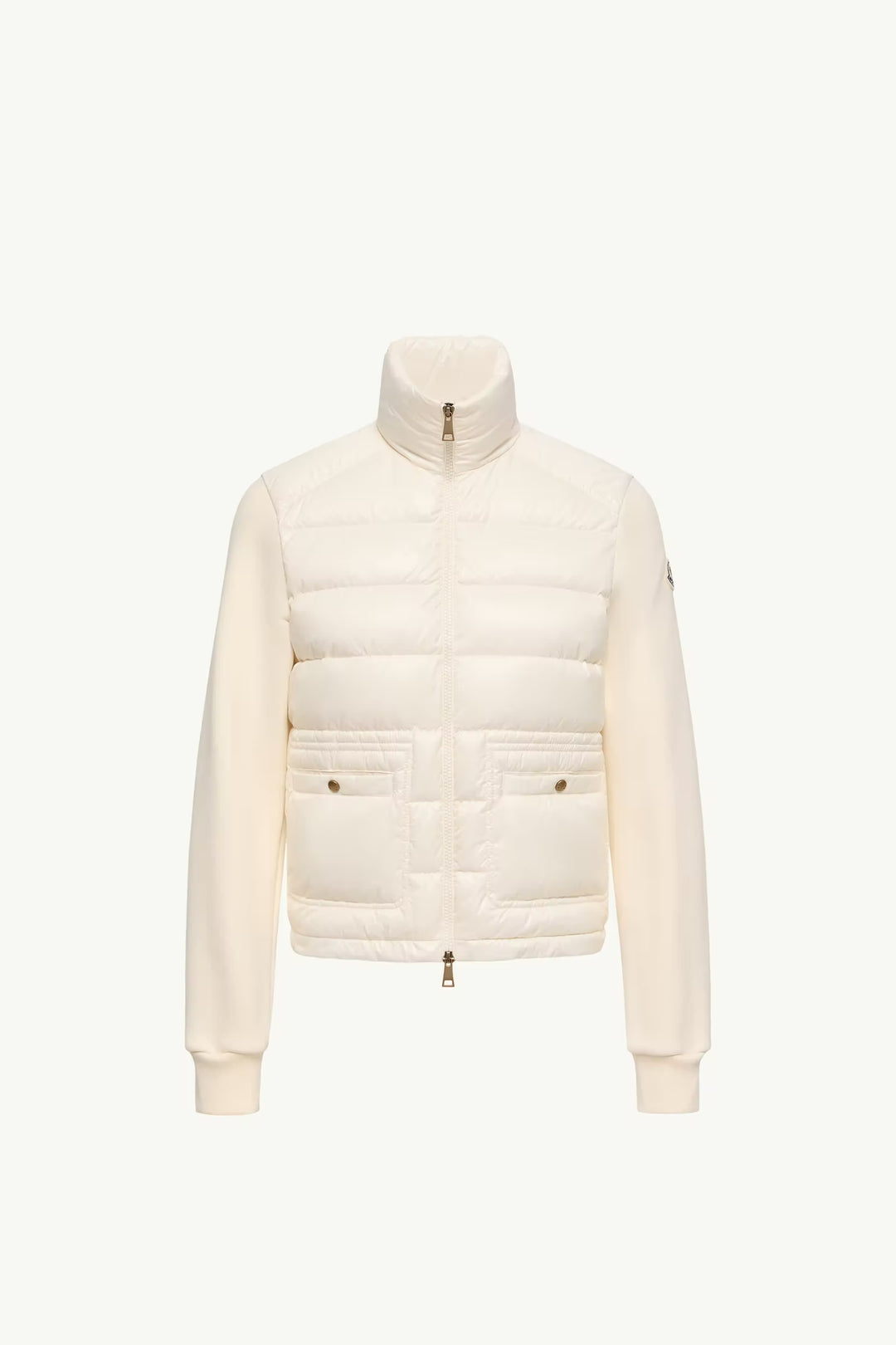 MONCLER Sweat zippé en coton avec devant en nylon