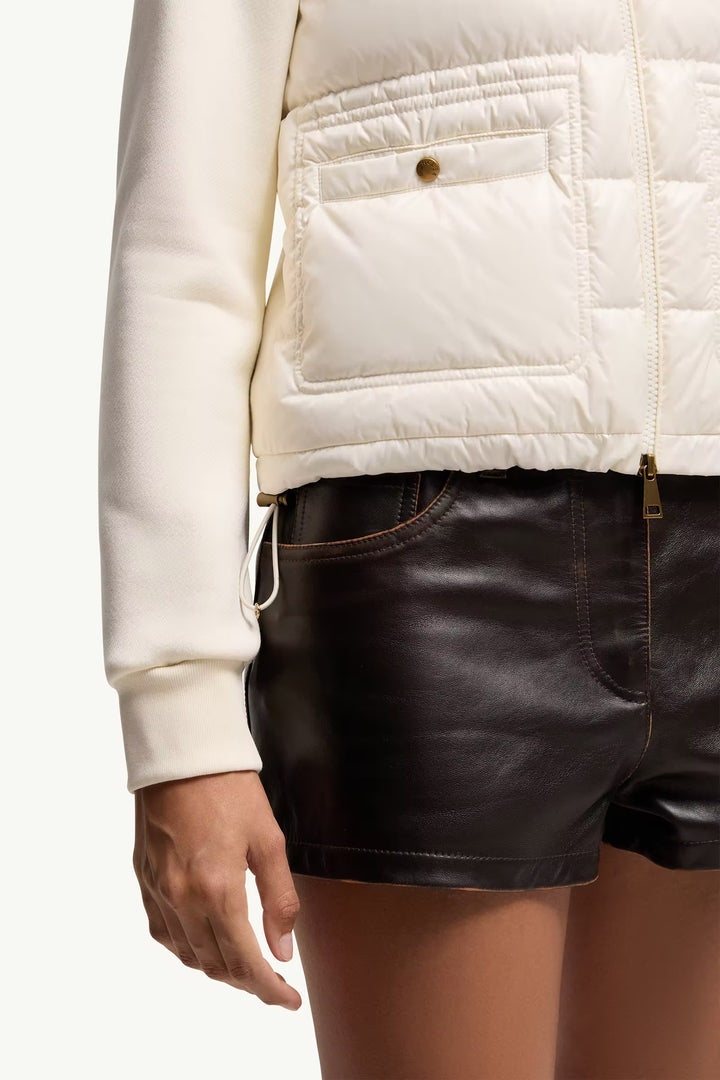 MONCLER Sweat zippé en coton avec devant en nylon