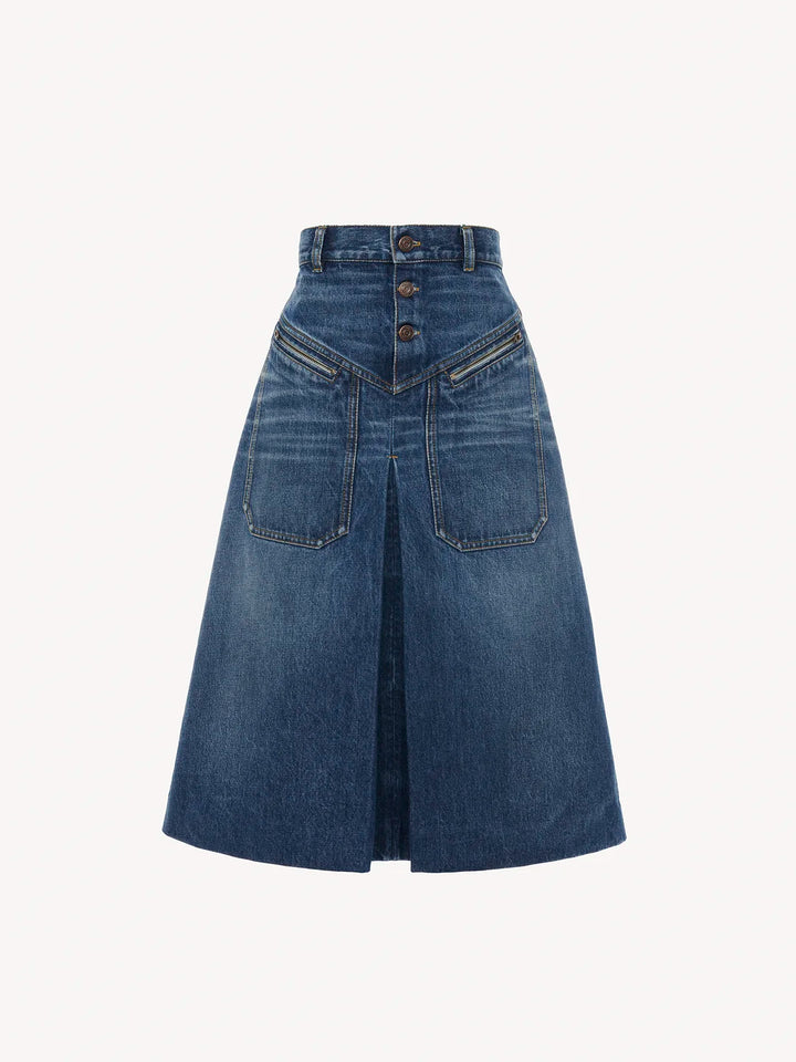 CHLOE - Jupe mi-longue en denim