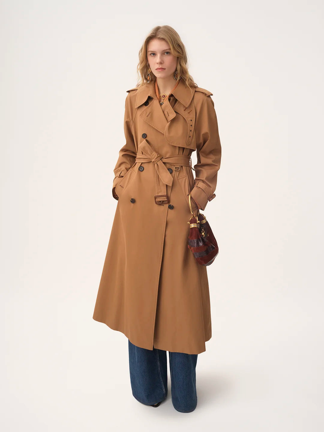 CHLOE - Trench long en gabardine de coton