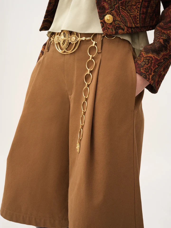 CHLOÉ - Bermuda taille haute marron